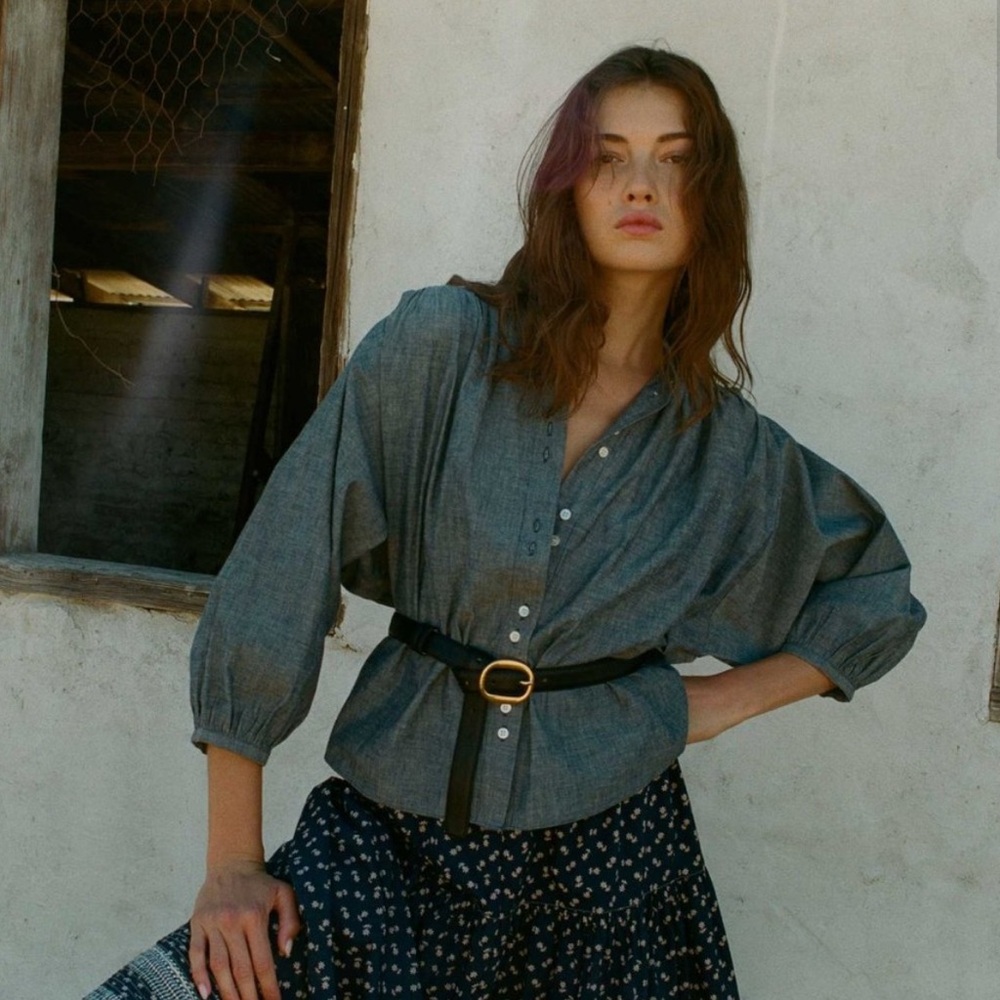 Doen Ojai Top Blue Chambray